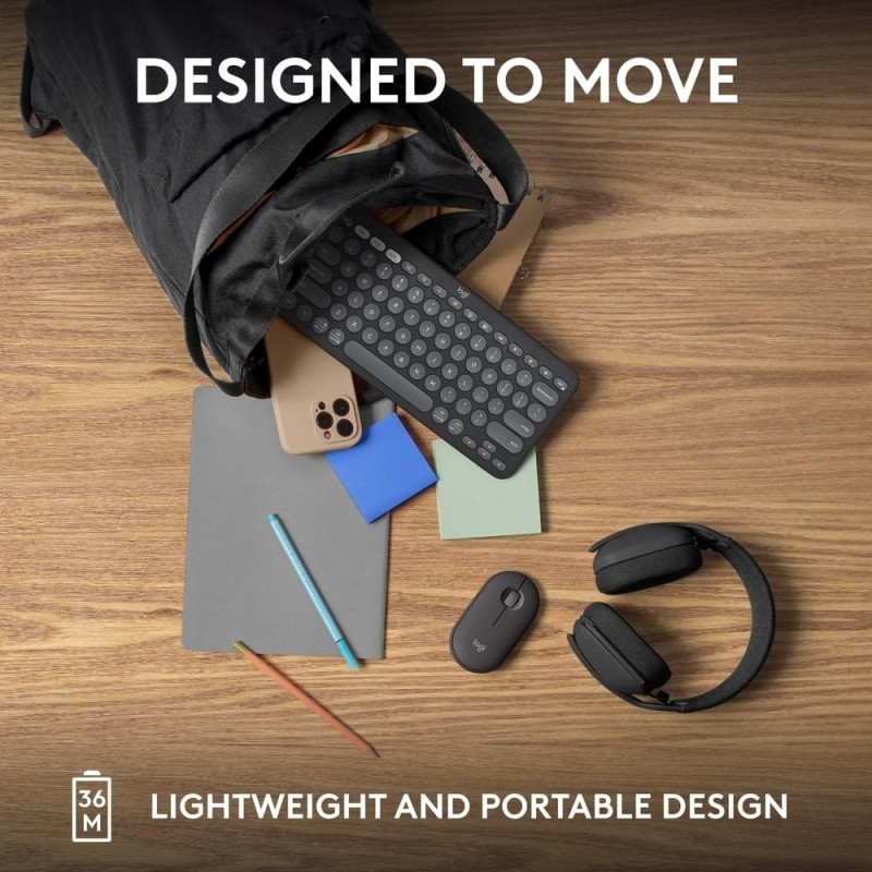 Logitech Wireless Keyboard Pebble Keys 2 K380s Slim Bluetooth Graphite