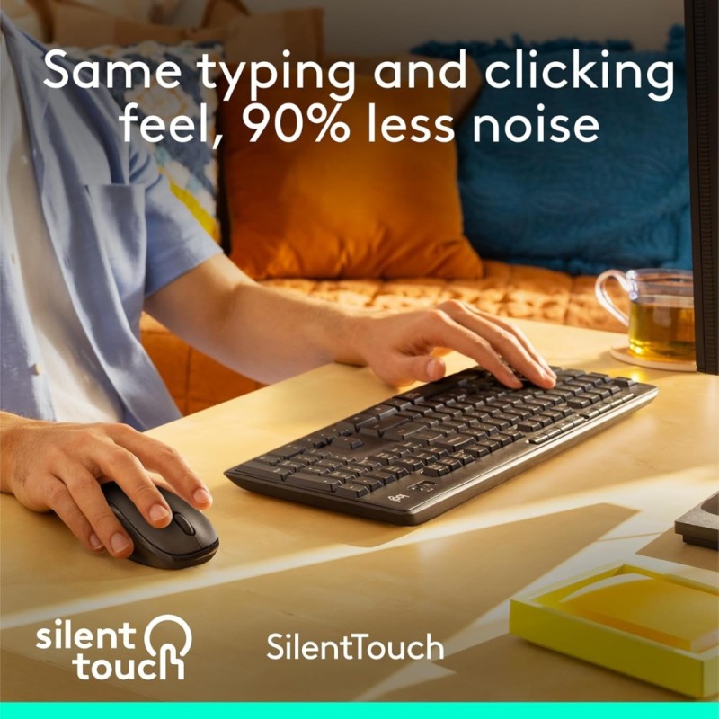 Logitech Wireless Mouse & Keyboard MK295 SilentTouch Technology Graphite