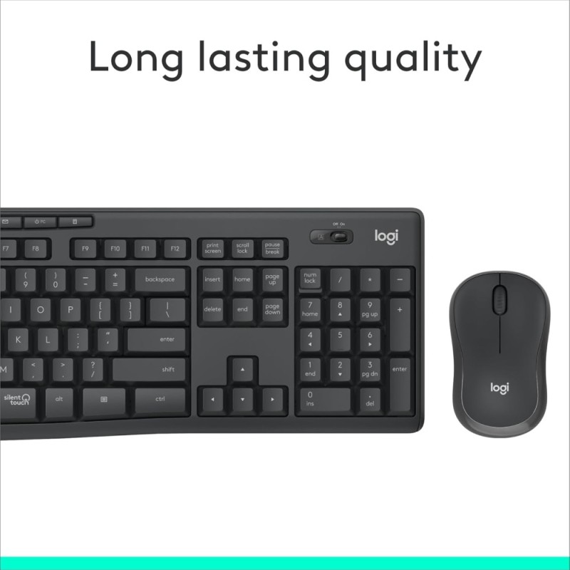 Logitech Wireless Mouse & Keyboard MK295 SilentTouch Technology Graphite