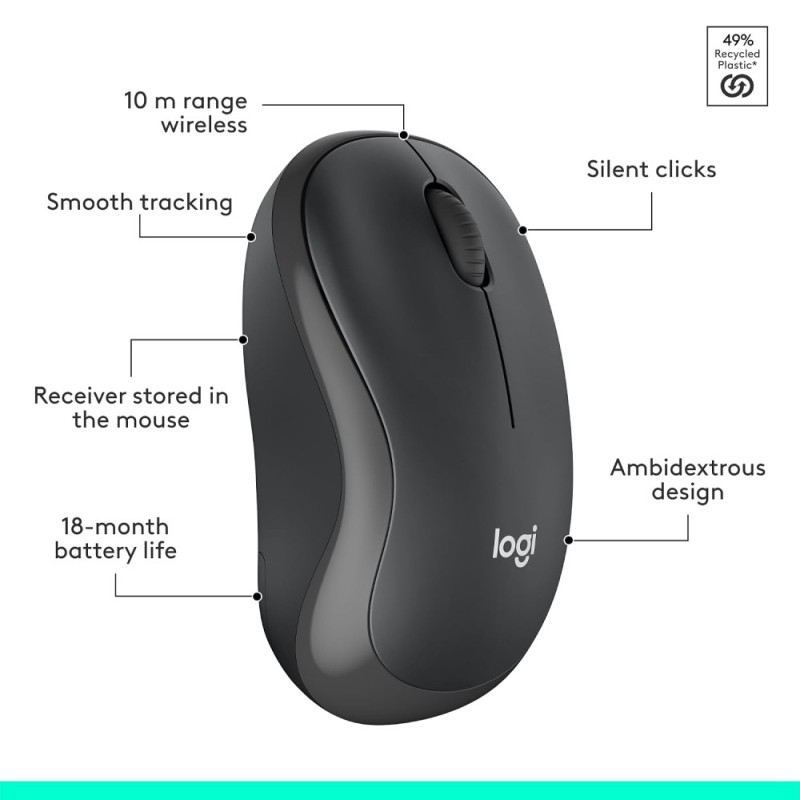 Logitech Wireless Mouse & Keyboard MK295 SilentTouch Technology Graphite