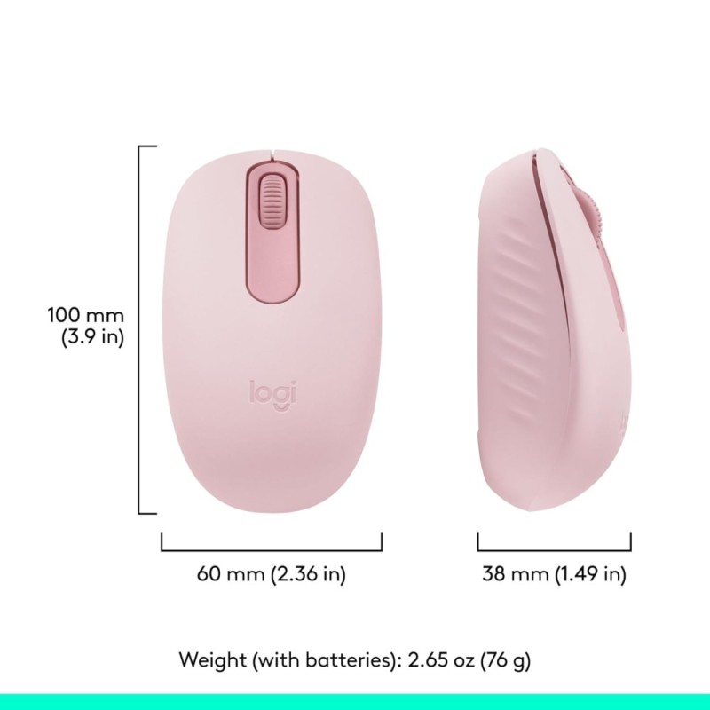 Logitech Wireless Mouse M196 Bluetooth Portable Optical Rose