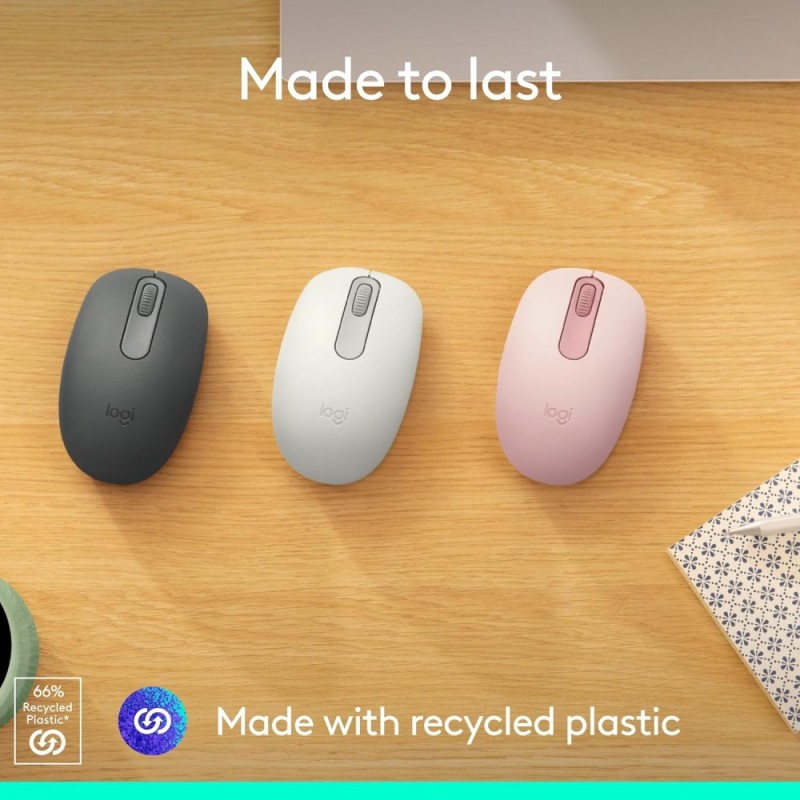 Logitech Wireless Mouse M196 Bluetooth Portable Optical Rose
