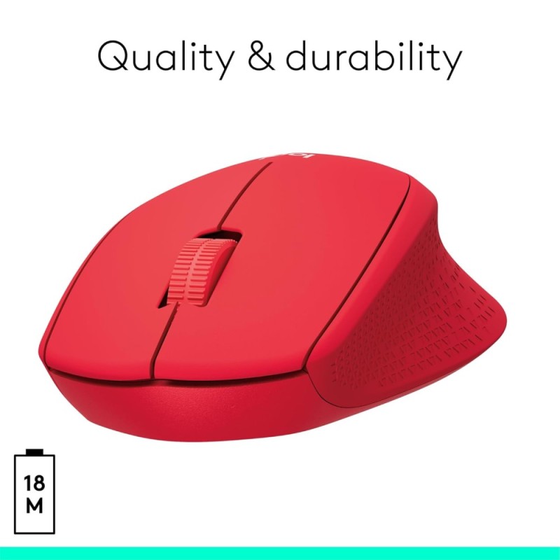 Logitech Wireless Mouse M331 Silent Plus 1000 DPI Red