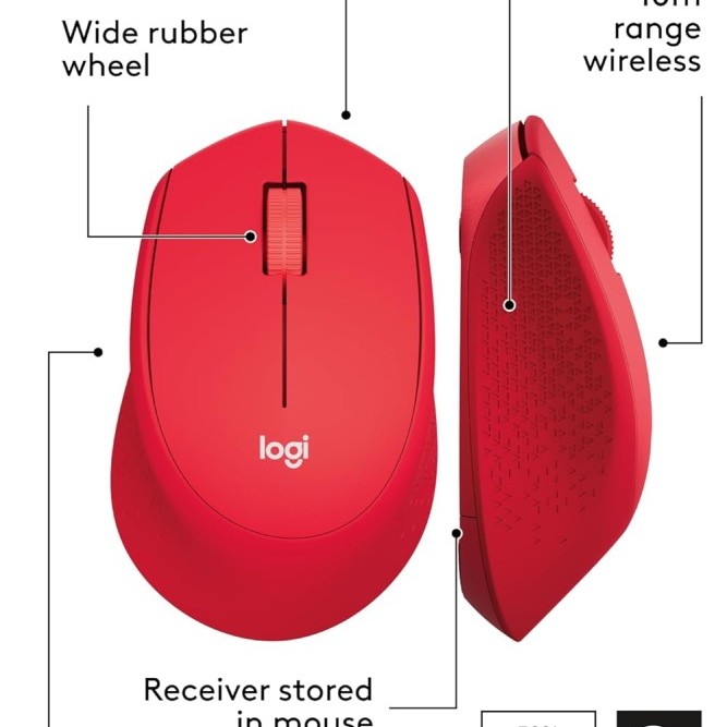 Logitech Wireless Mouse M331 Silent Plus 1000 DPI Red