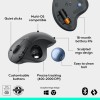 Logitech Wireless Trackball Mouse 45776 Thumb Control, Bluetooth, USB, Black