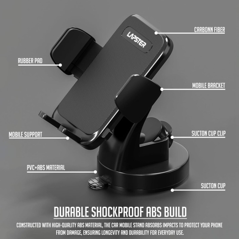 LS LAPSTER Car Mobile Holder LS-0172 360° Rotation Black