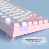 MageGee Gaming Mechanical Keyboard 75% Pink Red Switch 87 Keys White Pink
