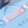 MageGee Gaming Mechanical Keyboard 75% Pink Red Switch 87 Keys White Pink