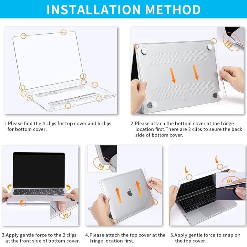 Meyaar Case for MacBook Air 13.6-inch M2 M3 M4 M5 Hard Shell Crystal Clear