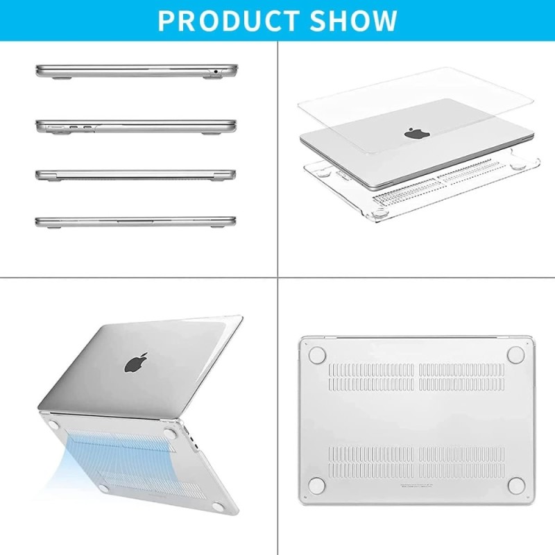 Meyaar Case for MacBook Air 13.6-inch M2 M3 M4 M5 Hard Shell Crystal Clear