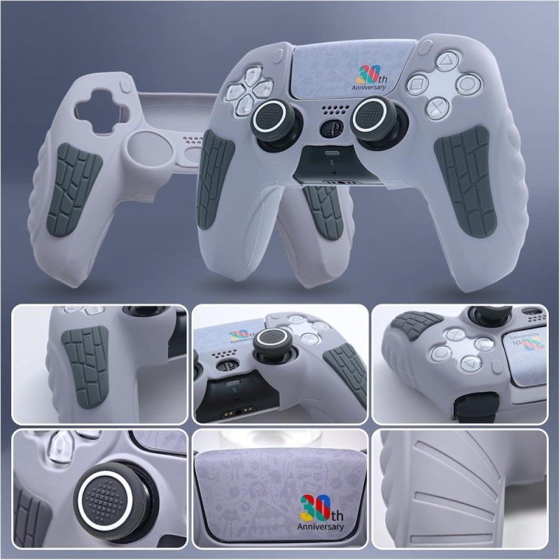 Meyaar Silicone Cover for PS5 Controller, Anti-Slip, Light Grey