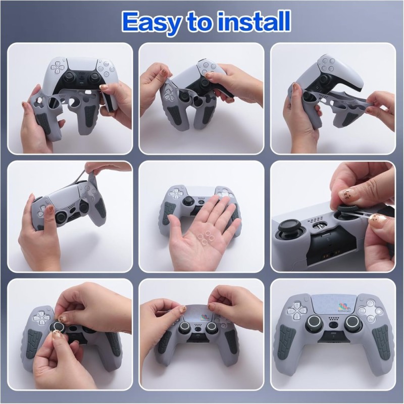 Meyaar Silicone Cover for PS5 Controller, Anti-Slip, Light Grey