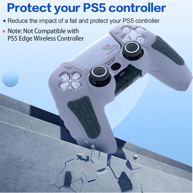 Meyaar Silicone Cover for PS5 Controller, Anti-Slip, Light Grey