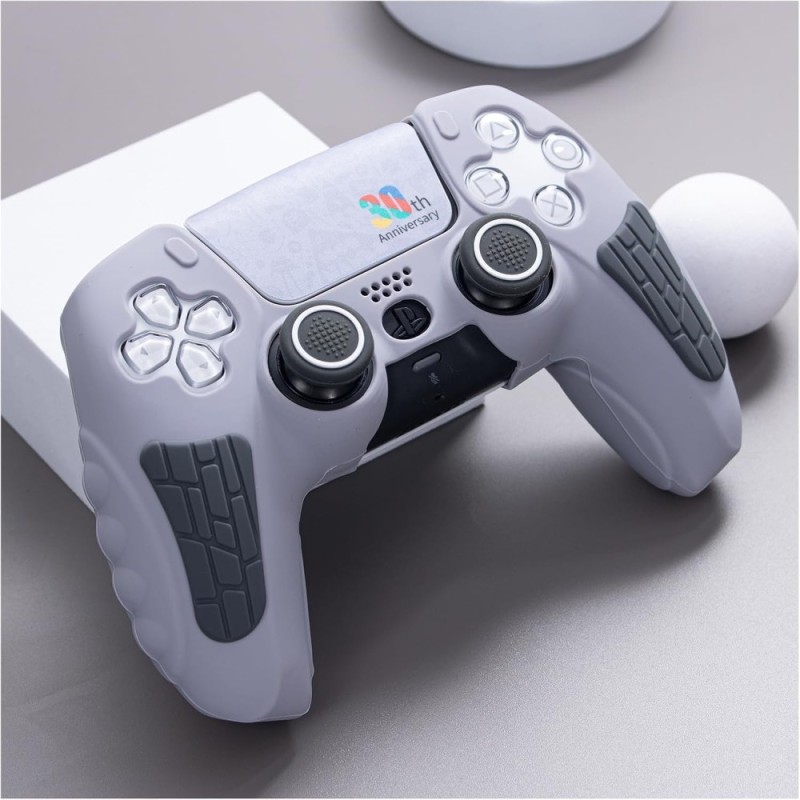 Meyaar Silicone Cover for PS5 Controller, Anti-Slip, Light Grey