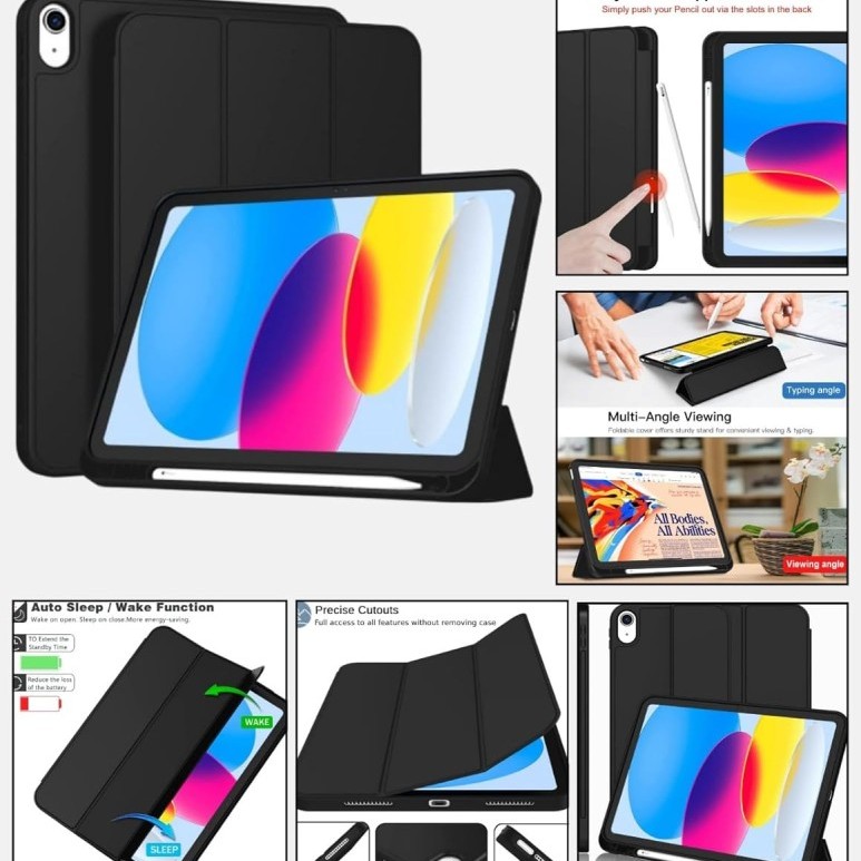 PLUGTECH Case for Samsung Tab S10 Lite 10.9 inch Black - Pencil Holder, Auto Sleep/Wake, Slim Fit