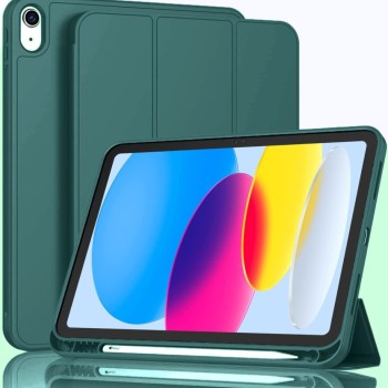 PLUGTECH Soft Flexible Trifold Flip Case for Samsung Galaxy Tab S10 Lite 10.9"/Tab S9 FE 10.9"/Tab S9 11"/Tab S10 FE 10.9" Green