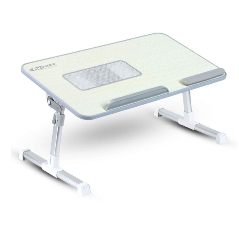 Portronics Aluminium My Buddy Plus Laptop Table POR-704 Adjustable Angle, Built-in USB Cooling Fan, Grey