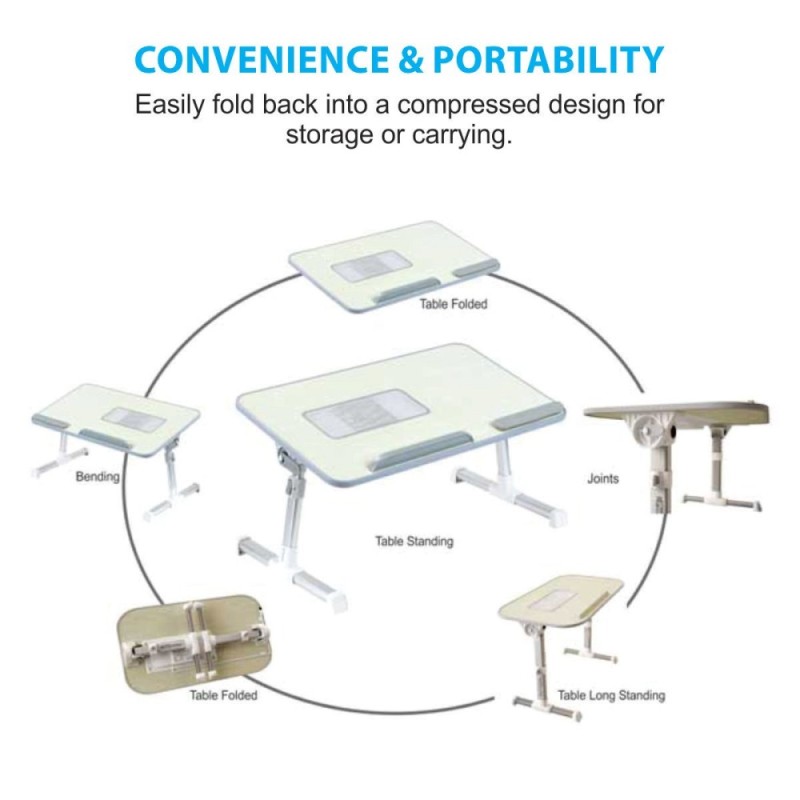 Portronics Aluminium My Buddy Plus Laptop Table POR-704 Adjustable Angle, Built-in USB Cooling Fan, Grey
