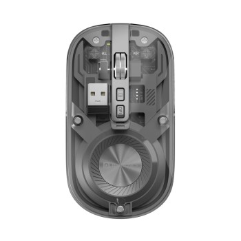 Portronics Wireless Bluetooth Mouse POR-3098 Dual Connectivity, Rechargeable Battery, Adjustable DPI, Grey