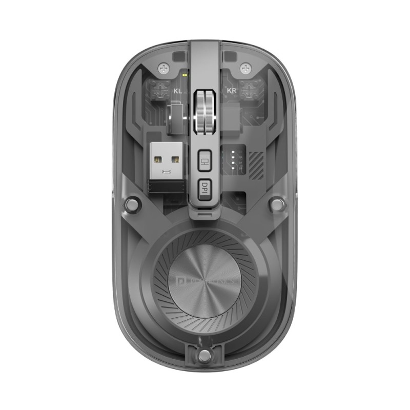 Portronics Wireless Bluetooth Mouse POR-3098 Dual Connectivity, Rechargeable Battery, Adjustable DPI, Grey