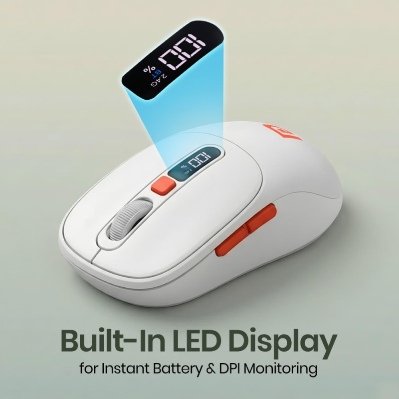 Portronics Wireless Bluetooth Mouse POR-3332 Dual Connectivity, 4800 DPI, White