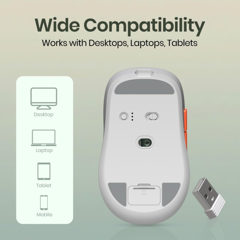 Portronics Wireless Bluetooth Mouse POR-3332 Dual Connectivity, 4800 DPI, White