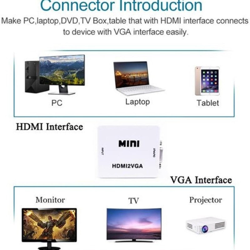 PremiumAV VGA to HDMI Converter Adapter MST-722-MD 1080P HD Output Multicolor