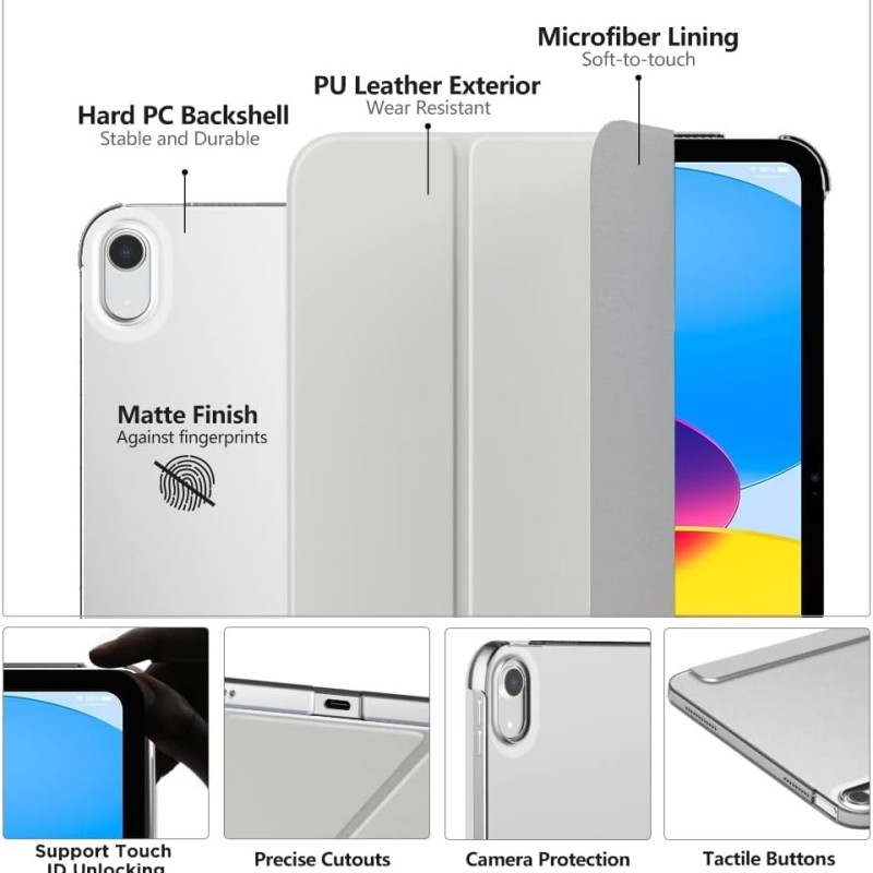 ProElite Cover for Apple iPad SilkiPad10thGen10.9Stylus Grey