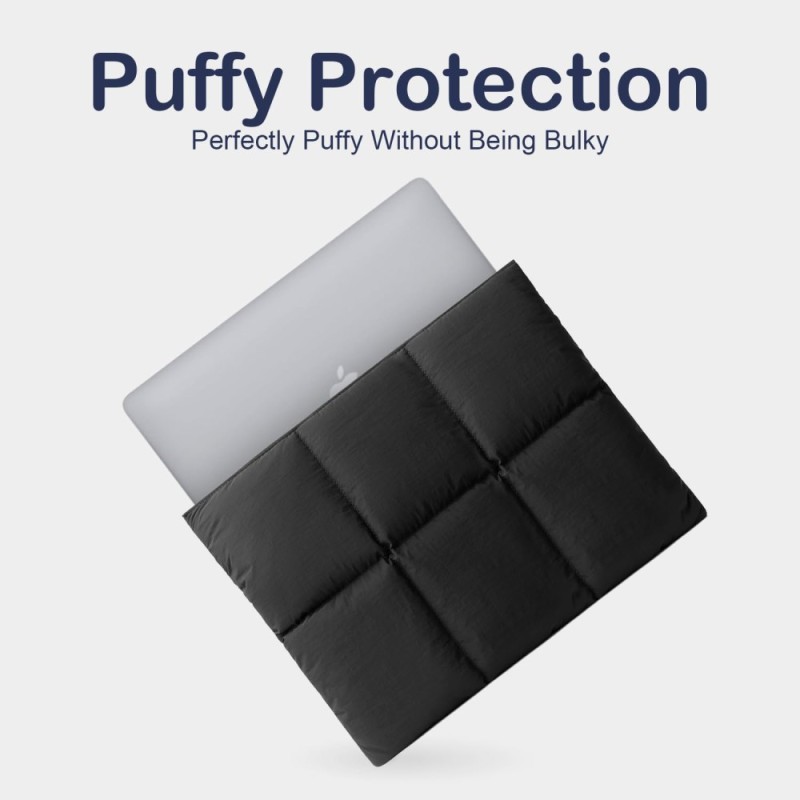 ProElite Puffy Laptop Sleeve PuffySleeveMacbook16 Waterproof Design, Fluffy Fleece Lining, Magnetic Closure - Black
