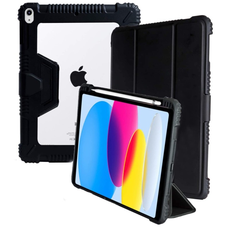 ProElite Rugged Shockproof Armor Smart Flip Case RuggedholderiPad10thGen10.9 Black