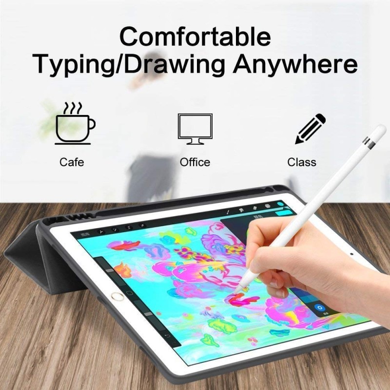 ProElite Smart PU Flip Case Cover PUiPad7thGenHolderRed for iPad 10.2"