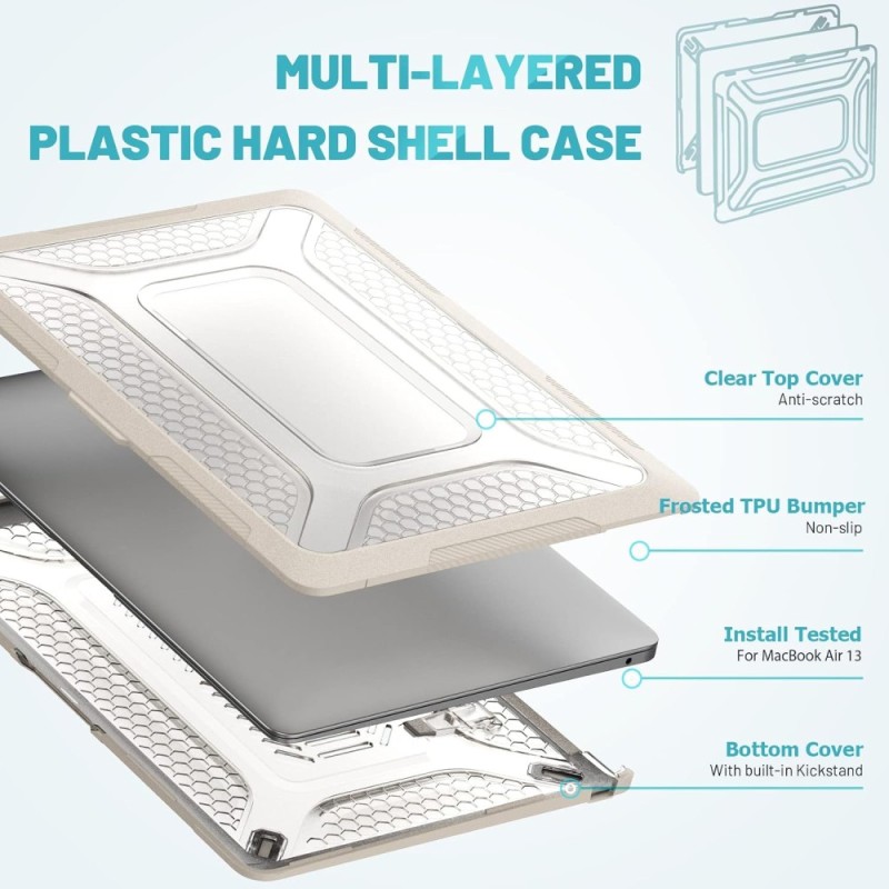 ProElite Transparent Case for MacBook Air 13 Hard Shell Honeycomb Design, Stone