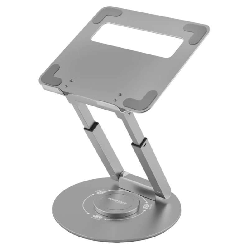 Promate Laptop Stand Deskmate-6 Adjustable Height Aluminium Grey