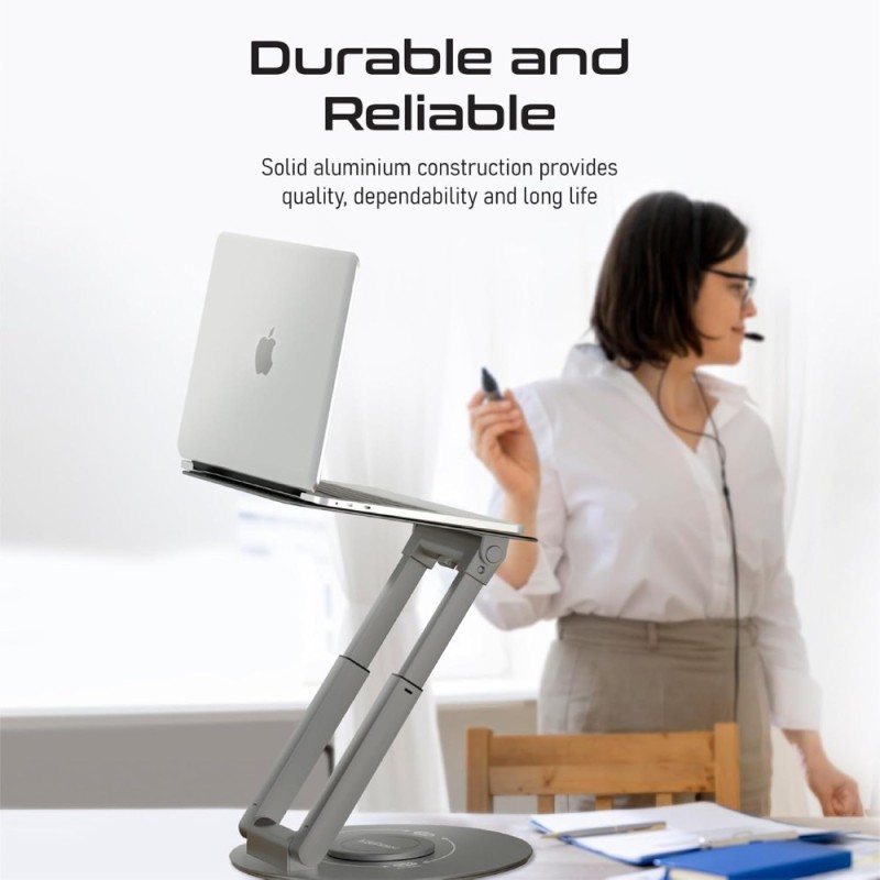 Promate Laptop Stand Deskmate-6 Adjustable Height Aluminium Grey