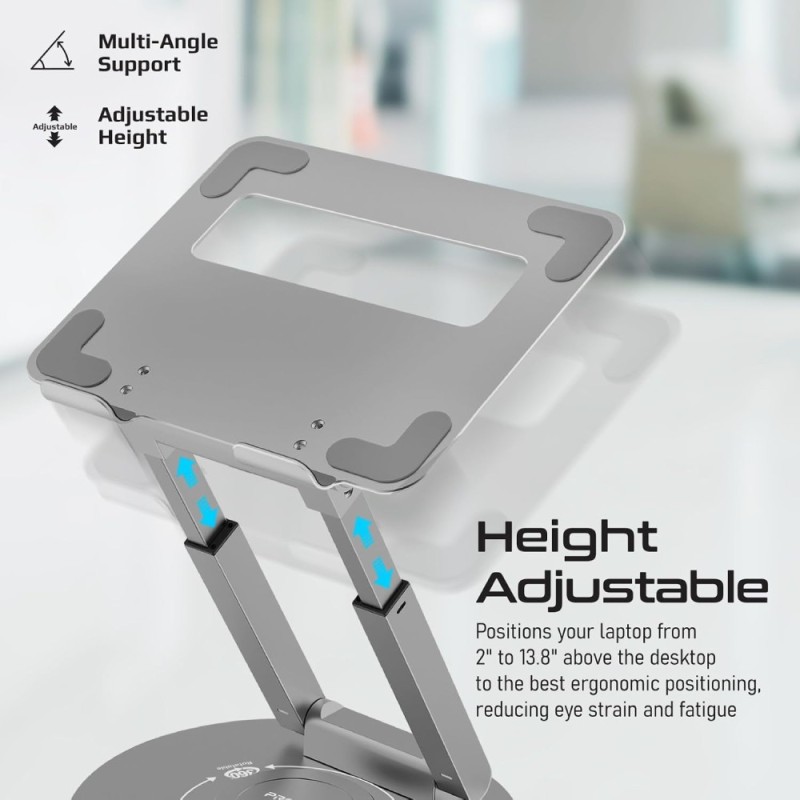 Promate Laptop Stand Deskmate-6 Adjustable Height Aluminium Grey
