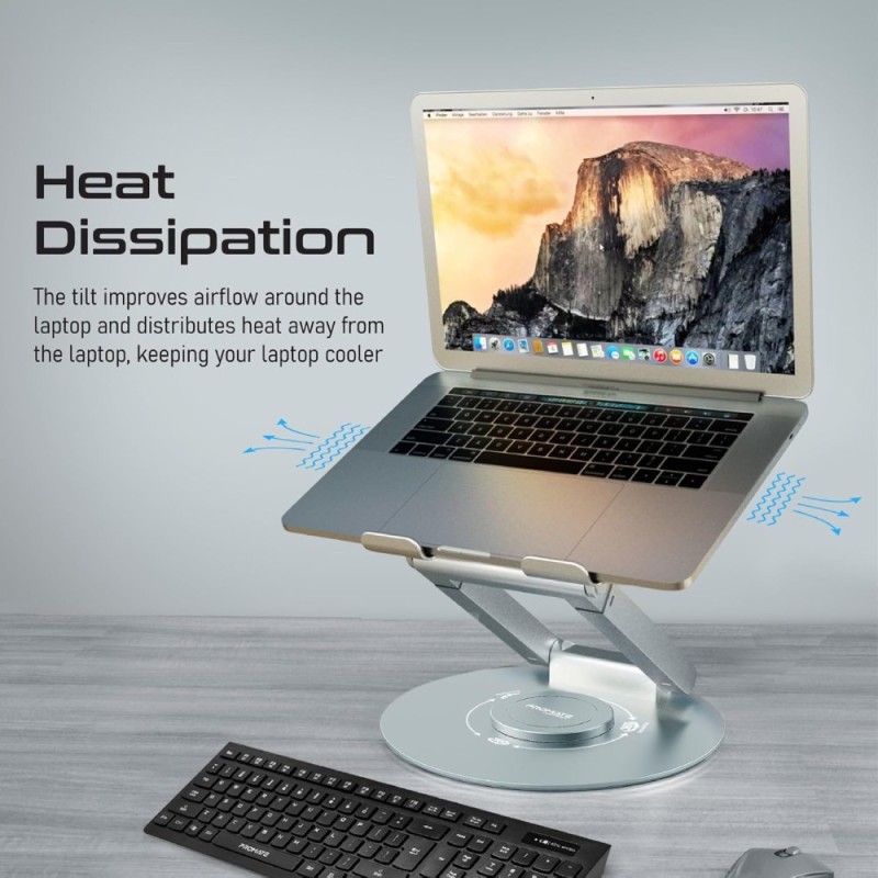 Promate Laptop Stand Deskmate-6 Adjustable Height Aluminium Grey