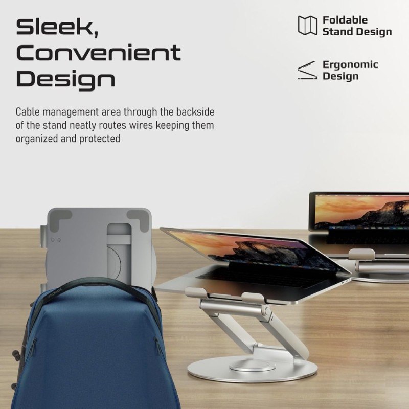 Promate Laptop Stand Deskmate-6 Adjustable Height Aluminium Grey