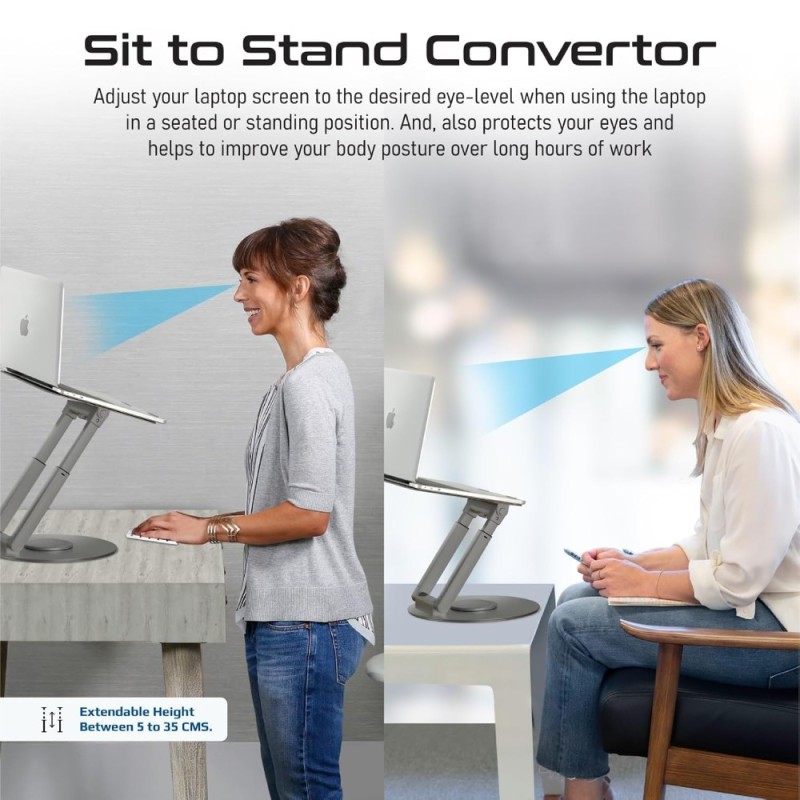 Promate Laptop Stand Deskmate-6 Adjustable Height Aluminium Grey