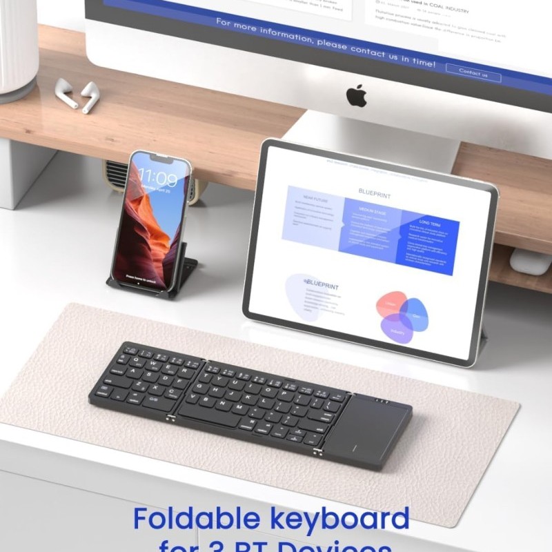 Qinda Wireless Bluetooth Keyboard QindaB089TP 64-Key Rechargeable Grey