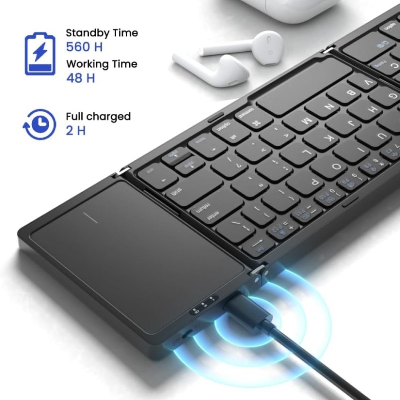 Qinda Wireless Bluetooth Keyboard QindaB089TP 64-Key Rechargeable Grey