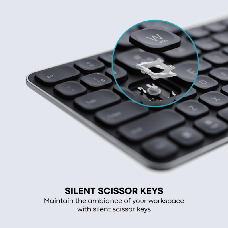 Rapoo Keyboard E9350L Multi Device W/L & BT, Rechargeable, DarkGrey