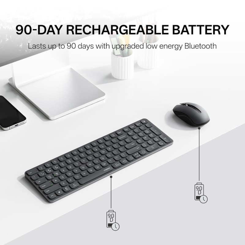 Rapoo Keyboard Mouse Combo 9350S Multi-Device W/L/BT Dark Grey