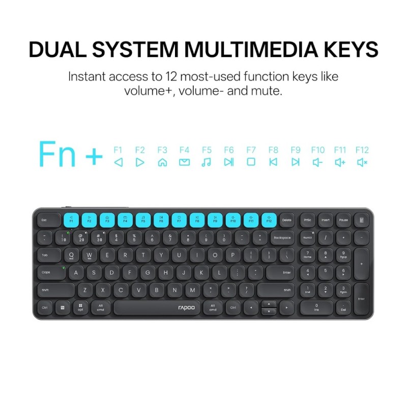 Rapoo Keyboard Mouse Combo 9350S Multi-Device W/L/BT Dark Grey