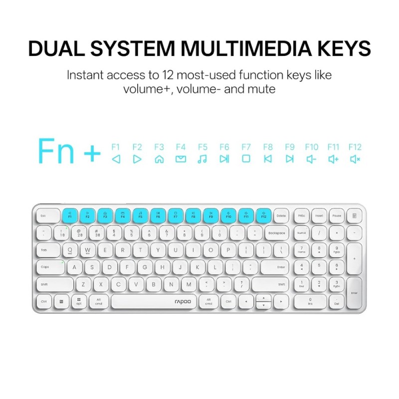 Rapoo Keyboard Mouse Combo 9350S Multi-Device W/L/BT White