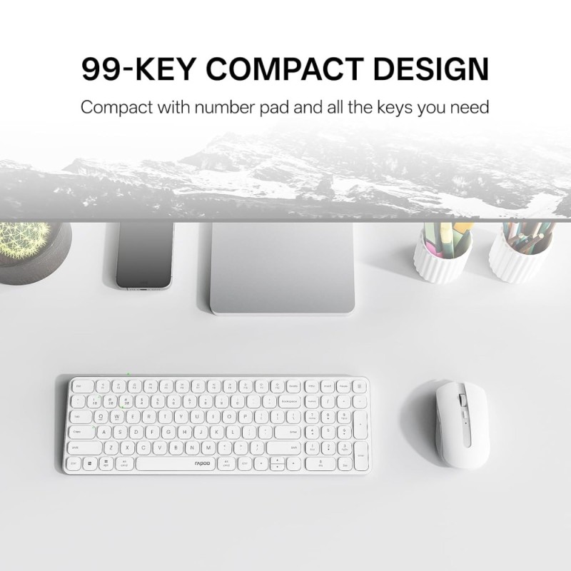 Rapoo Keyboard Mouse Combo 9350S Multi-Device W/L/BT White