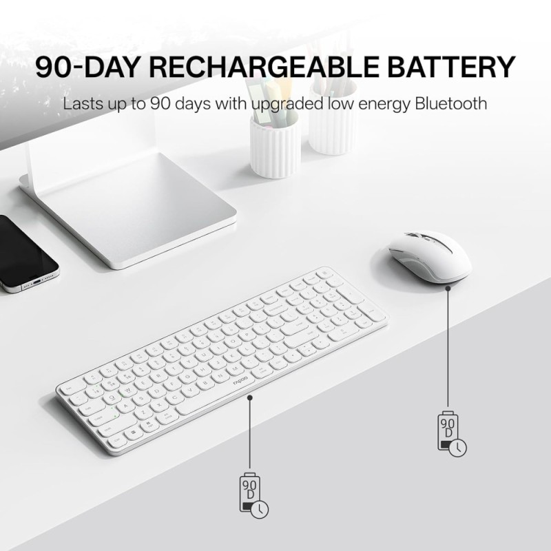 Rapoo Keyboard Mouse Combo 9350S Multi-Device W/L/BT White