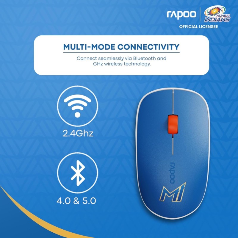 Rapoo M200 MultiDevice Mouse Bluetooth 5.0 Wireless 2.4GHz 2400 DPI Blue MI