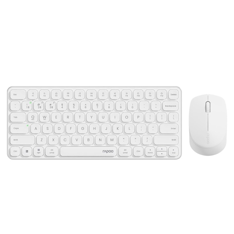 Rapoo Wireless & Bluetooth Keyboard & Mouse Combo 9010M Multi-Device Support, Adjustable DPI, White