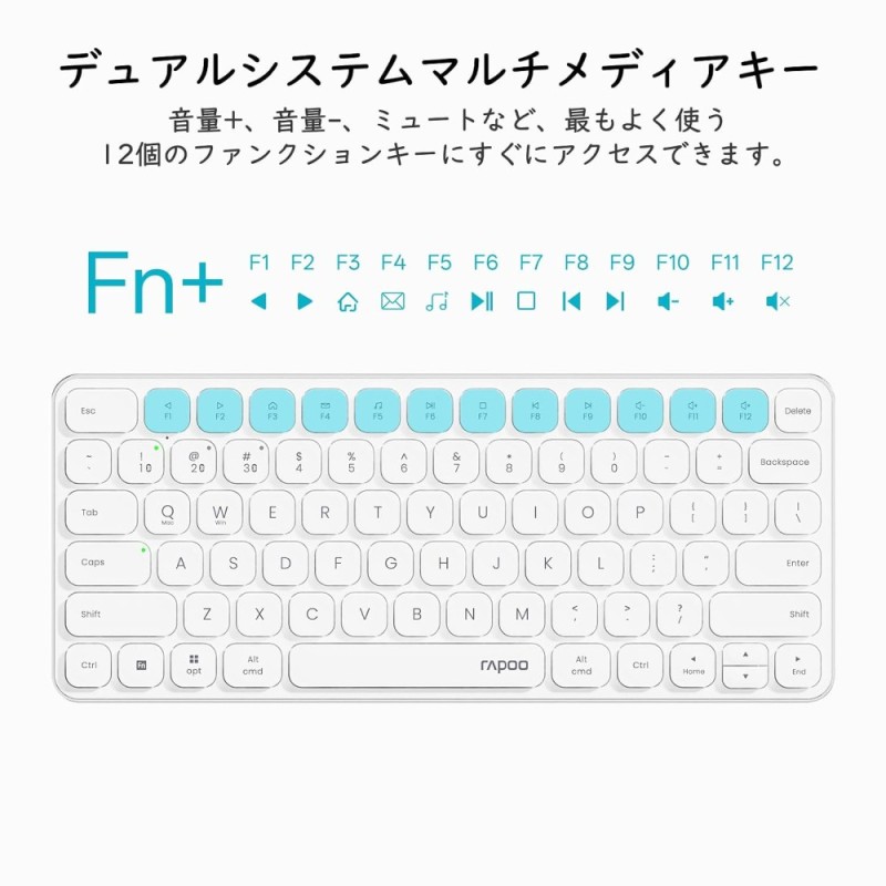 Rapoo Wireless & Bluetooth Keyboard & Mouse Combo 9010M Multi-Device Support, Adjustable DPI, White
