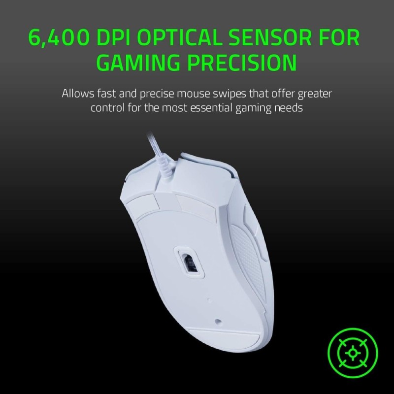 Razer Gaming Mouse RZ01-03850200-R3M1 6400 DPI Ergonomic Wired Essential White